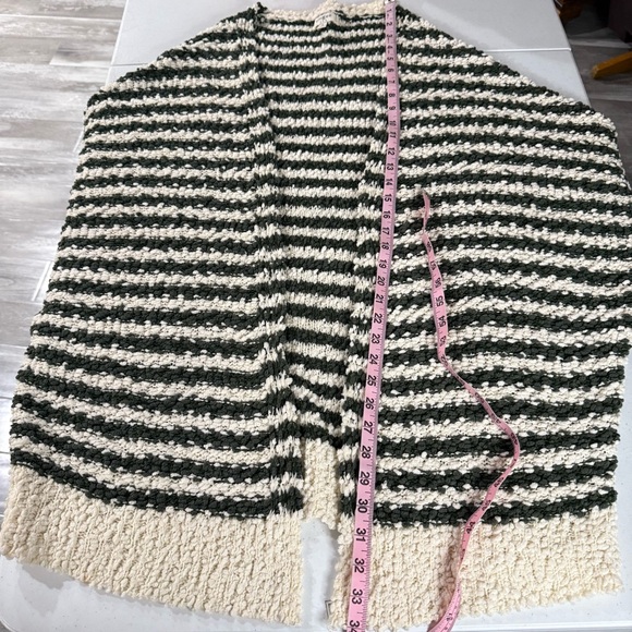 Umgee Striped Cardigan Oversized Popcorn Knit Olive & Cream Women’s Size Medium - Picture 8 of 12
